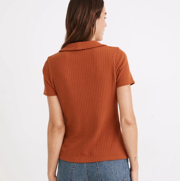 Madewell Rust Button-Up Ribbed Top - Picture 10 of 12